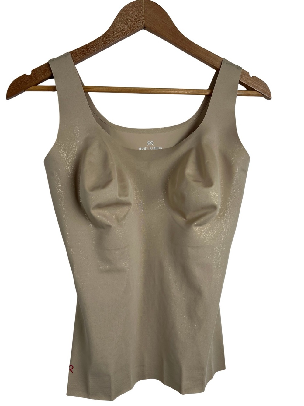 Ruby Ribbon Sleek Shape Tank 1988 Size 42 Beige Shimmer Shapewear